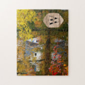 Family Lake House Photo Monogram Keepomwille Rusti Legpuzzel (Verticaal)