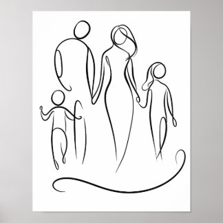 Family Line Art Poster | Minimalistische figuurtek