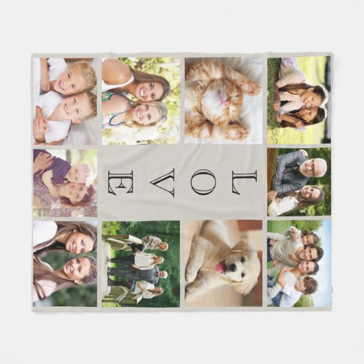 Family Love 10 Photo Collage Taupe Fleece Deken (Voorkant (Horizontaal))