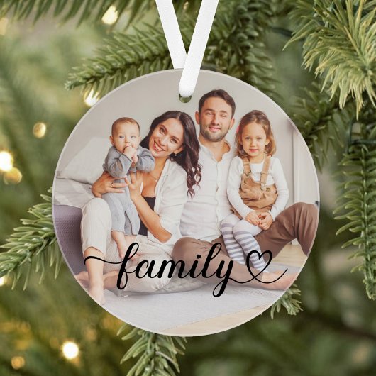 Family Love Black Script Aangepaste foto Ornament