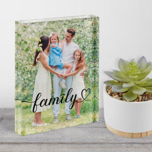 Family Love Black Script Custom Verticaal Fotoblokken