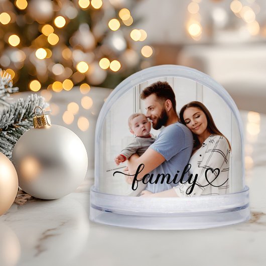 Family Love Black Script Heart Photo