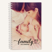 Family Love Black Script Persoonlijke foto Notitieboek (Voorkant)