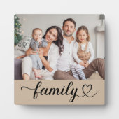 Family Love Script Custom Gray Beige Photo Fotoplaat (Voorkant)