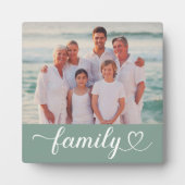 Family Love Script Custom Gray Green Photo Fotoplaat (Voorkant)