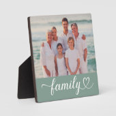Family Love Script Custom Gray Green Photo Fotoplaat (Voorkant)