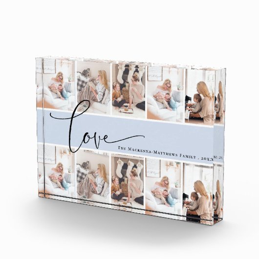 Family Love Script Monogram Aangepaste foto Collag (Rechts)