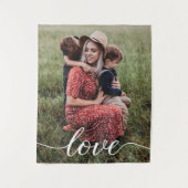 Family Love Script Persoonlijke foto Wandkleed (Voorkant)