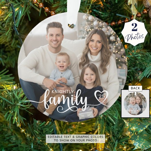 Family Love Script Photo Nom du coeur Couleur pers