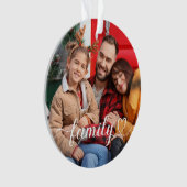 Family Love White Script Aangepaste foto Ornament (voorkant)