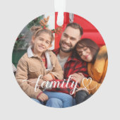 Family Love White Script Aangepaste foto Ornament (achterkant)