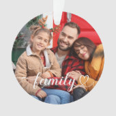 Family Love White Script Aangepaste foto Ornament (voorkant)