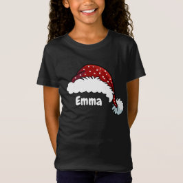 Family Matching Christmas Santa Hat Custom Name T-shirt