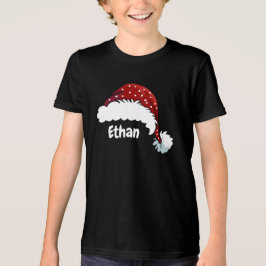 Family Matching Christmas Santa Hat Custom Name Tri-Blend Shirt