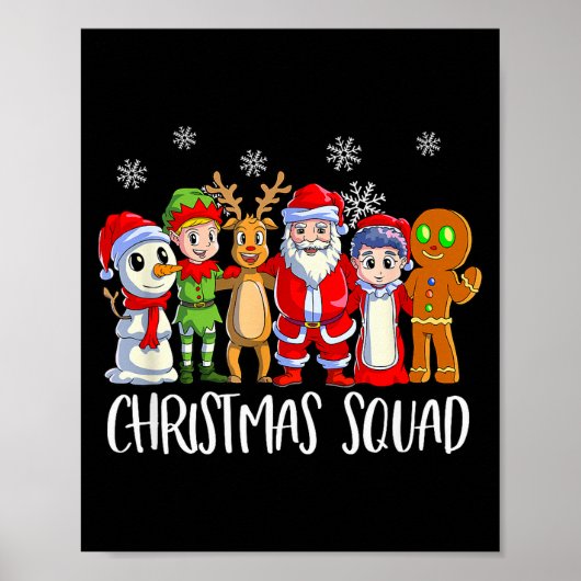 Family Matching Christmas Squad Santa Reindeer Elf Poster (Voorkant)