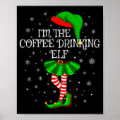 Family Matching Women Girls Coffee Drinking Elf Ch Poster (Voorkant)