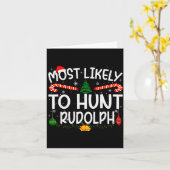 Family Matching Xmas Most Likely To Hunt Rudolph Kaart (Gele Bloem)