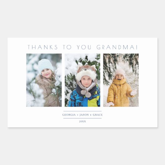 Family Minimalist 3 Photos Collage Keepsake Rechthoekige Sticker (Voorkant)