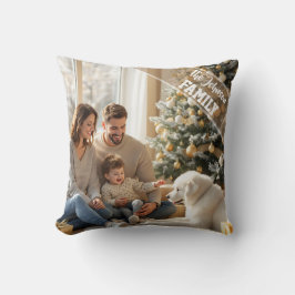 Family modern script Text Overlay with Two Photos Kussen