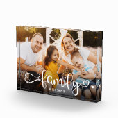FAMILY Moderne Simple Hearts Love Script Fotoblokken (Rechts)