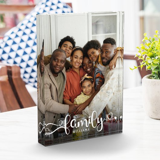 FAMILY Moderne Simple Hearts Love Script Fotoblokken