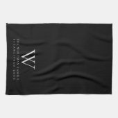 Family Monogram Elegant Black Kitchen Theedoek (Horizontaal)