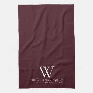 Family Monogram Elegant Burgundy Kitchen Theedoek