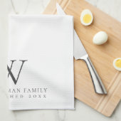 Family Monogram Elegant Kitchen Theedoek (Quarter Fold)