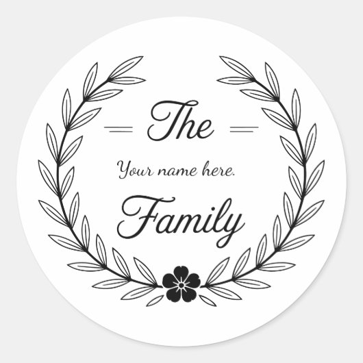 Family monogram sticker. ronde sticker (Voorkant)