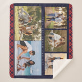 Family Name 5 Photo Collage Red Plaid Modern (Devant)