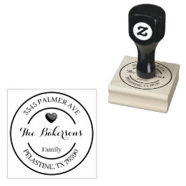 Family Name Return Address round logo Rubberstempel