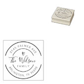 Family Name Return Address round logo Rubberstempel (Gestempeld)
