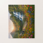 Family Nature Puzzle – Mountain Waterfall Sunrise (Vertical)