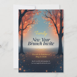 Family New Year Brunch Invitation Magical Forest  Kaart