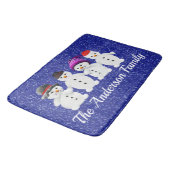 Family of Four Snowmen Blue Sparkle Winter Badmat (Gekanteld)