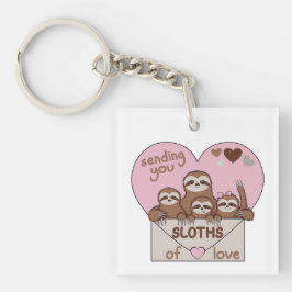 Family of Sloths with Envelope, Heart and Text Sleutelhanger