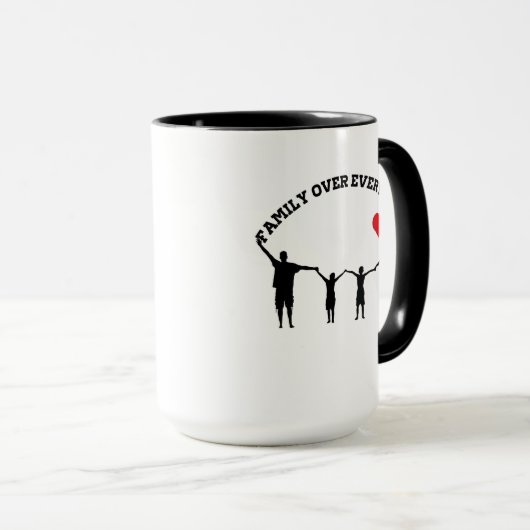 Family Over Everything Mug with Silhouette Design  (Devant droit)