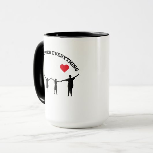 Family Over Everything Mug with Silhouette Design  (Devant gauche)