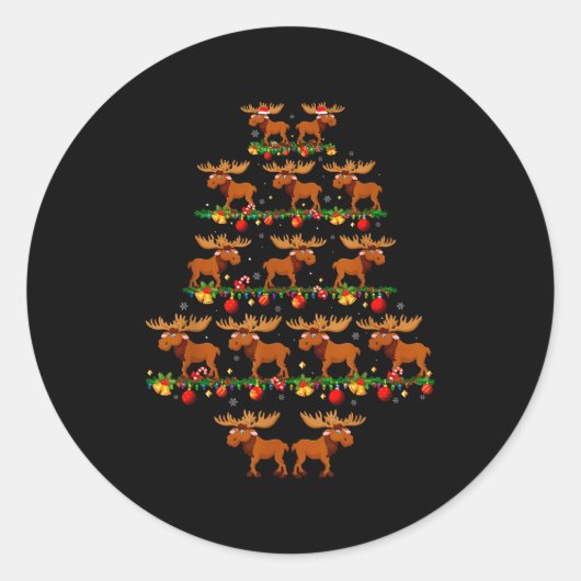 Family Pajama Sets Christmas Matching Moose Xmas T Ronde Sticker (Voorkant)