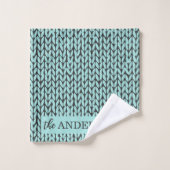 Family Personalized Knit Pattern Towel Set (Gant de toilette)