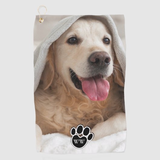 Family Pet Photo Monogram Golfhanddoek (Voorkant)