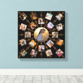 Family Photo Collage 21 Afbeeldingen Black Gold Canvas Afdruk (Insitu (Houten vloer))