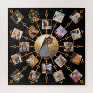 Family Photo Collage 21 Afbeeldingen  Black Gold Legpuzzel