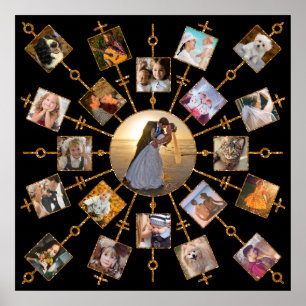 Family Photo Collage 21 Afbeeldingen  Black Gold Poster