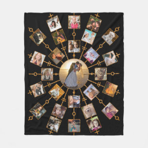 Family Photo Collage 27 Afbeeldingen  Black Gold Fleece Deken