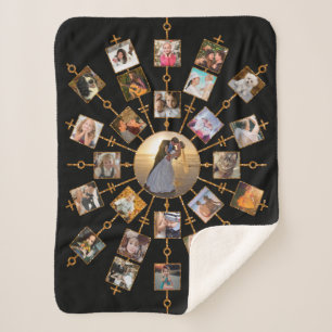 Family Photo Collage 27 Afbeeldingen  Black Gold Sherpa Deken