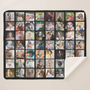 Family Photo Collage 56 Square Pics Easy Custom Bk Sherpa Deken
