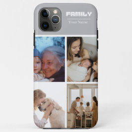 Family Photo Collage Gray 4 Picture iPhone 11 Pro Max Hoesje