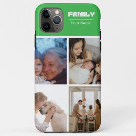 Family Photo Collage GREEN 4 Picture iPhone 11 Pro Max Hoesje