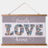 FAMILY Photo Collage Love Script Modern Keepslag Hangend Wandkleed (Voorkant)